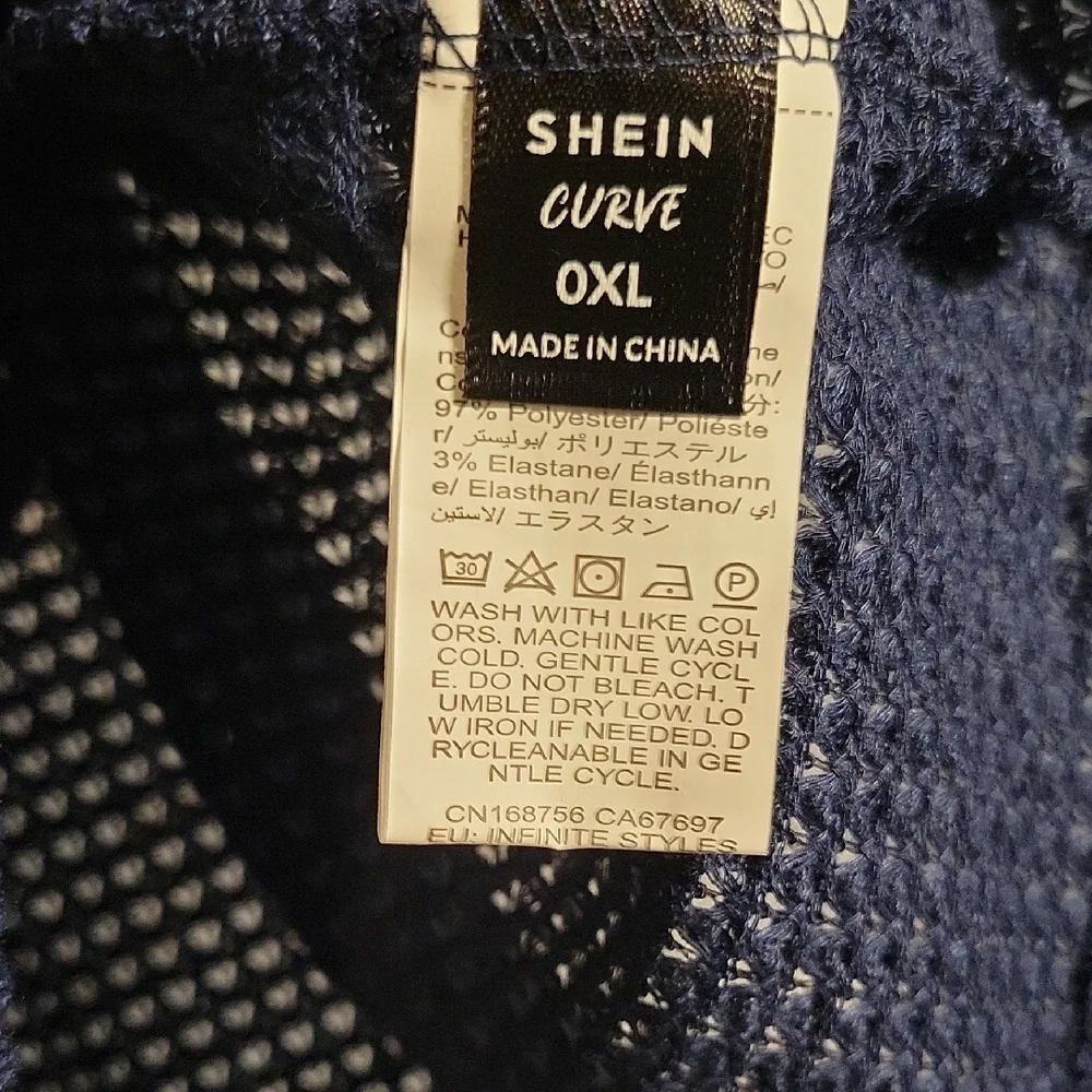 NWOT SHEIN Blue Boxy Ribbed Blouse - Picture 3 of 6